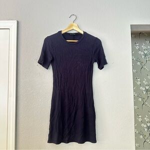 Reformation Navy Ribbed Mini Dress